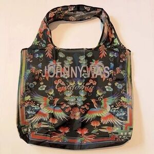 Johnny Was Vibrant Multicolor Floral and Bird Tote